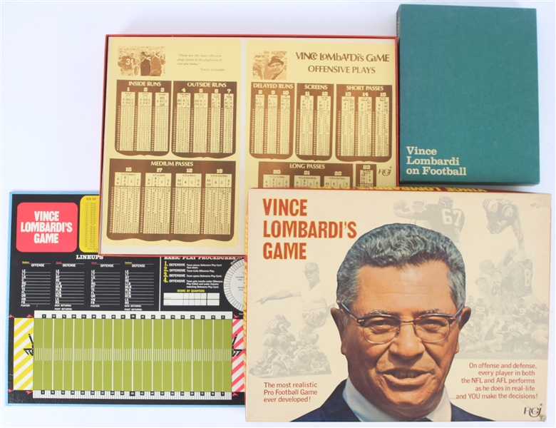 1970 Vince Lombardi Pro Football Game w/ Vince Lombardi On Football Vol I & II