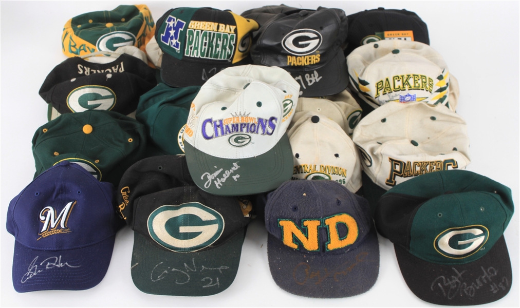 1980s-2000s Green Bay Packers Signed Cap Collection - Lot of 60