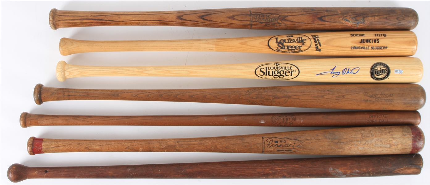 1870s-1980s Store Model Baseball Bat Collection - Lot of 12 (Bat with red end is Lou Gehrig Model)