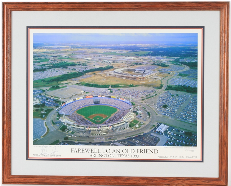 1993 Nolan Ryan Texas Rangers Signed 24" x 30" Framed Farewell to an Old Friend Arlington Stadium Photo (JSA)