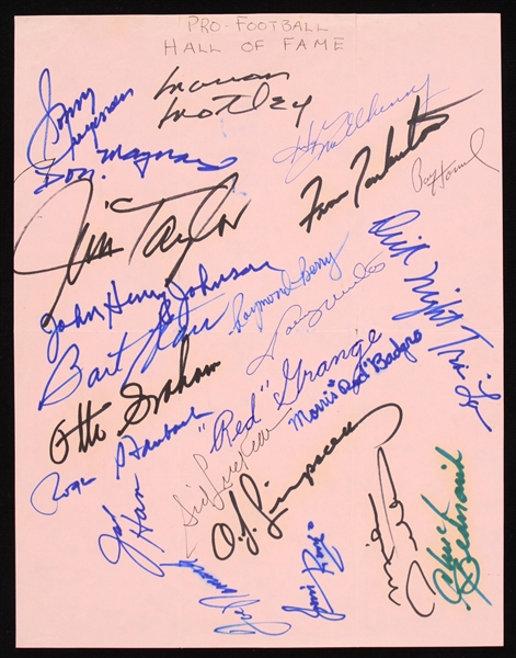 1980s-90s Hall of Fame Multi Signed Sheet w/ 23 Signatures Including Johnny Unitas, Joe Namath, Bart Starr & More (*Full JSA Letter*)