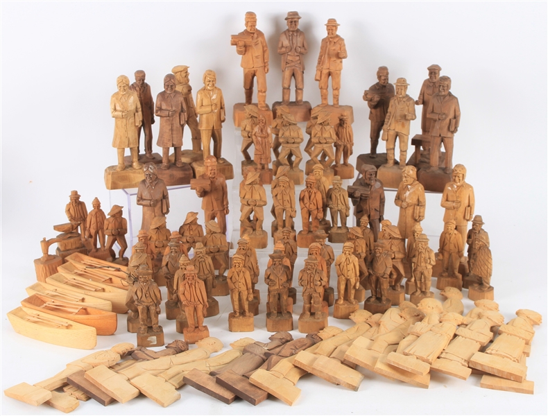 1940s-50s RA Struck Carved Wooden Figure Collection (Lot of 65+)