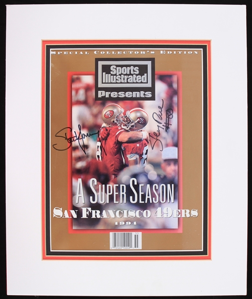 1994 Jerry Rice Steve Young San Francisco 49ers Signed 12" x 15" Matted Sports Illustrated Magazine (JSA)