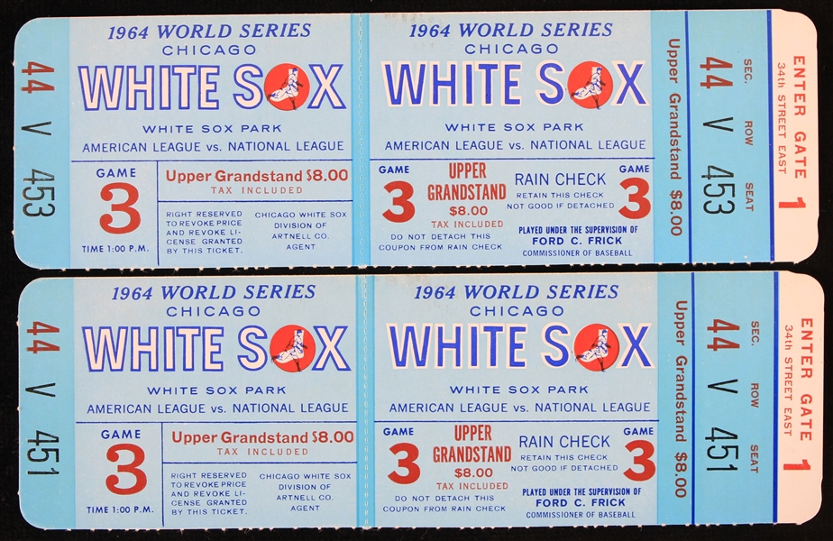 1964 Chicago White Sox World Series Ghost Tickets - Lot of 2