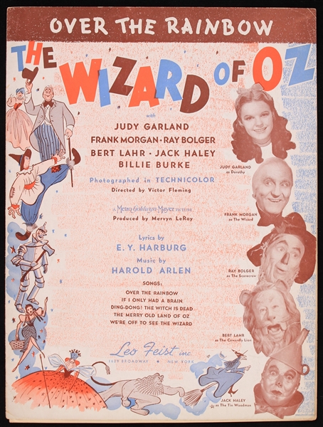 1939 The Wizard of Oz Over The Rainbow Sheet Music