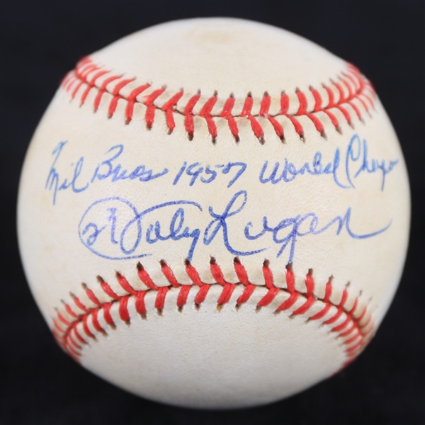 1995-99  Near Mint Johnny Logan Milwaukee Braves Signed ONL Coleman Baseball (*JSA*) w/ inscription