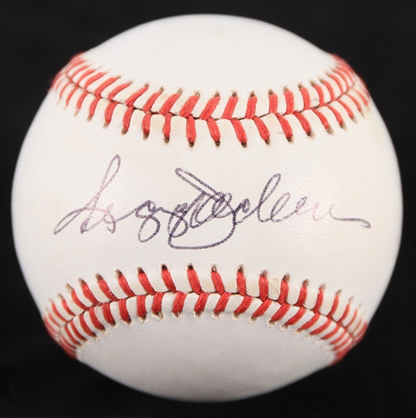 1985-89 Reggie Jackson California Angels Signed OAL Brown Baseball (JSA)