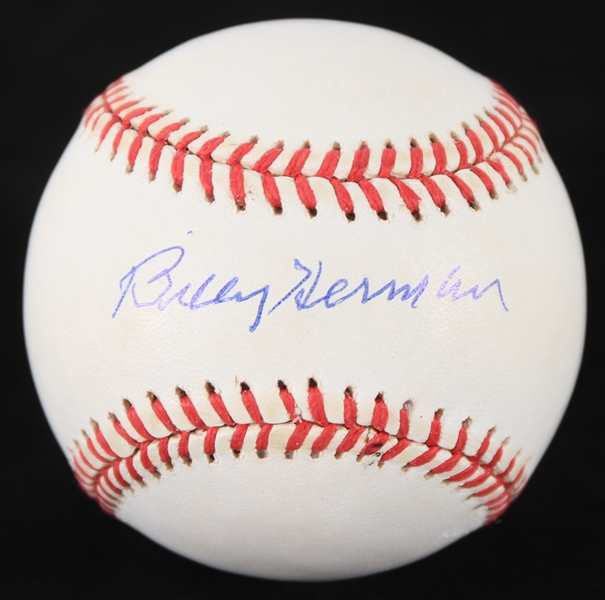 1991-92 Billy Herman Chicago Cubs Signed ONL White Baseball (JSA)