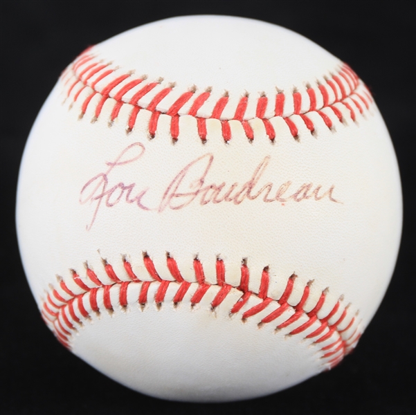 1990-92 Lou Boudreau Cleveland Indians Signed OAL Brown Baseball (JSA)