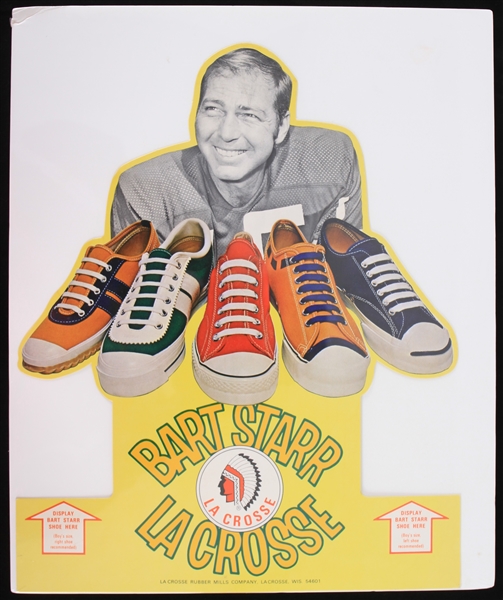 1960s Stone MINT Bart Starr Green Bay Packers 11" x 13.5" LaCrosse Shoes Store Advertisement
