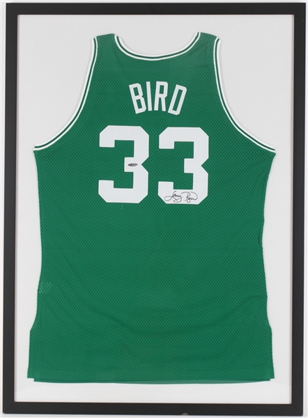 1990s Larry Bird Boston Celtics 30" x 42" Framed Signed Jersey (JSA/Upper Deck)