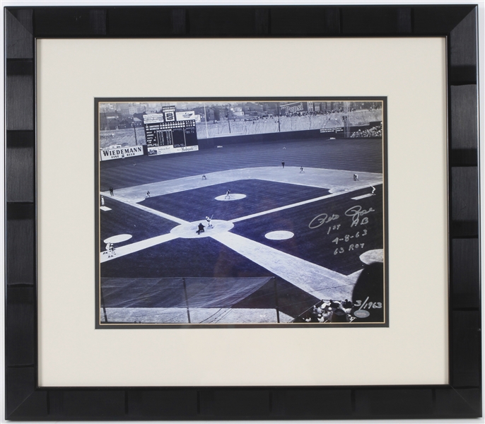 2000s Pete Rose Cincinnati Reds Signed 20" x 23" Framed First At Bat Photo (JSA/Mounted Memories) 3/1963