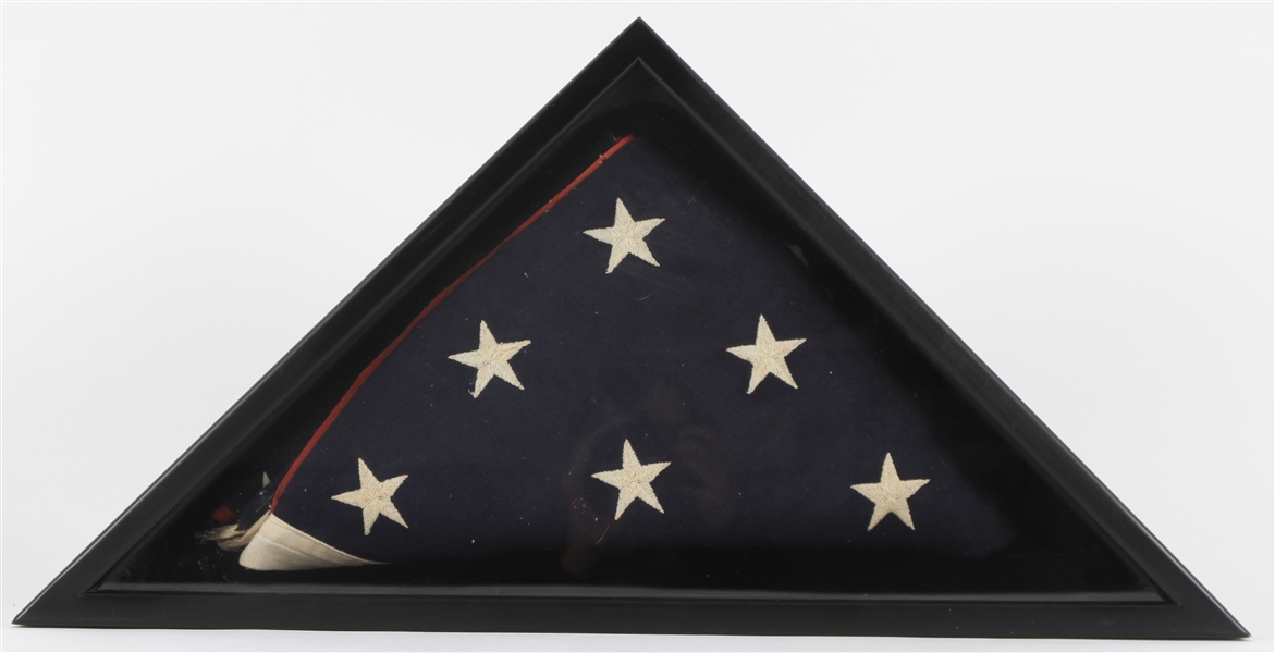1914-18 WWI Cavalry Surgeon 13" x 26" Framed & Folded Burial Flag 