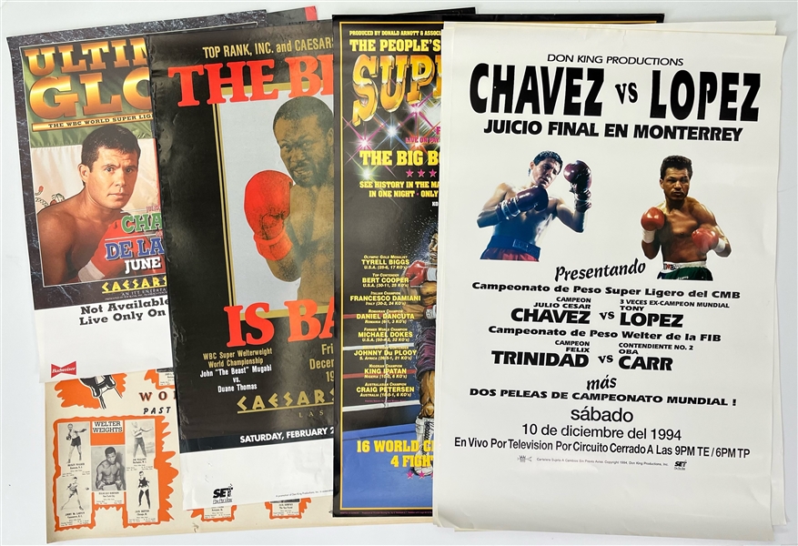 1960s-90s Boxing Poster Collection - Lot of 28 w/ Julio Cesar Chavez, Felix Trinidad, John Mugabi, Andre The Giant & More