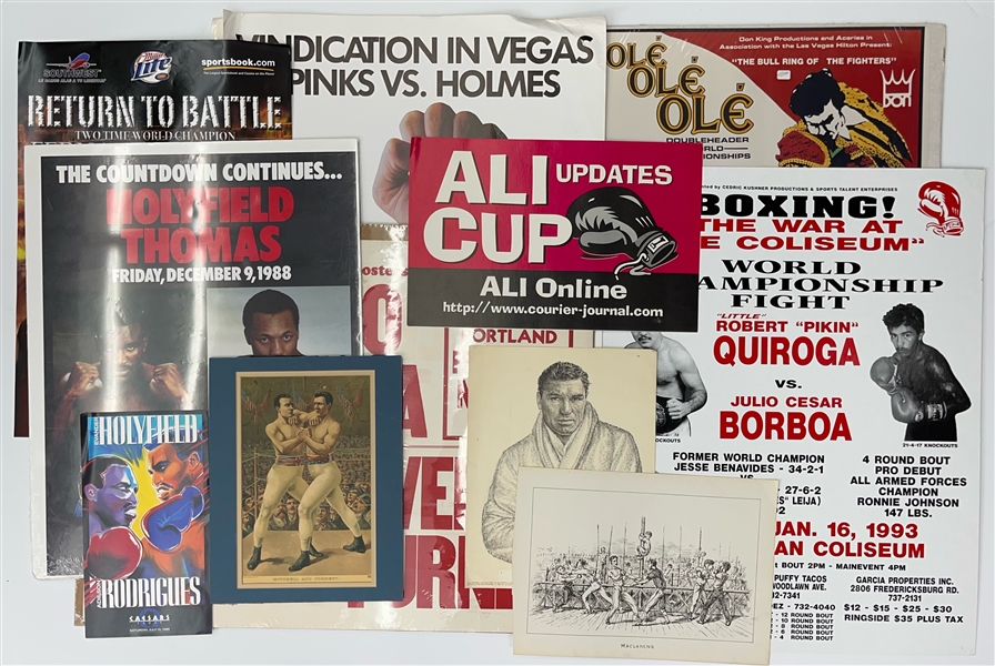 1950s-90s Boxing Poster Collection - Lot of 20 w/ Evander Holyfield, Hector Macho Camacho, Tony Tubbs & More