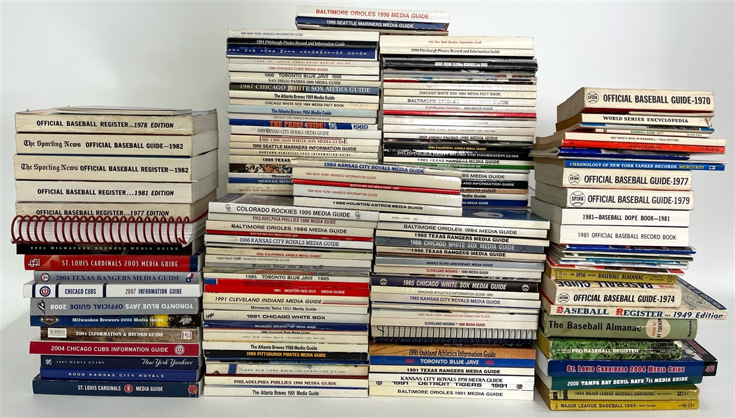 1910s-2000s Baseball Publication Collection - Lot of 150+ w/ Team Media Guides, Sporting News Guides, Green/Red Books & More
