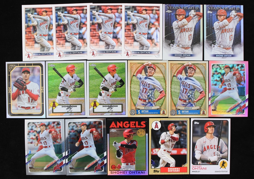 2021-22 Shohei Ohtani Los Angeles Angels Topps Chrome Gallery Baseball Trading Cards - Lot of 17