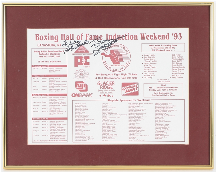 1993 Ken Norton Bob Foster World Champion Boxers Signed 15" x 19" Framed Boxing Hall of Fame Weekend Flat (JSA)
