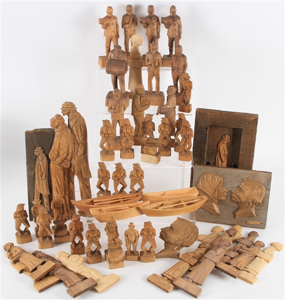 1940s-1950s R.A. Struck Carved Wooden Figure Collection (Lot of 49)