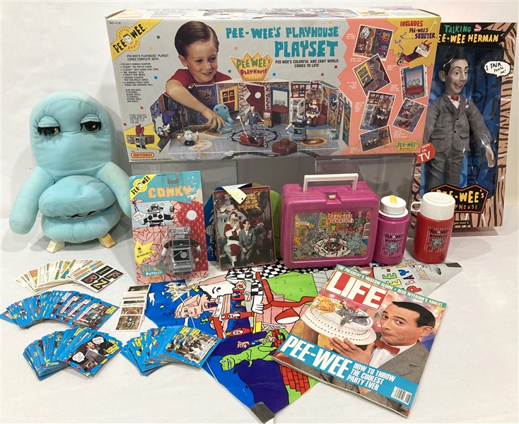 1987-2000 Pee-Wees Playhouse Playset by Matchbox w/ Trading Cards, Life Magazine, Lunch Box & more 