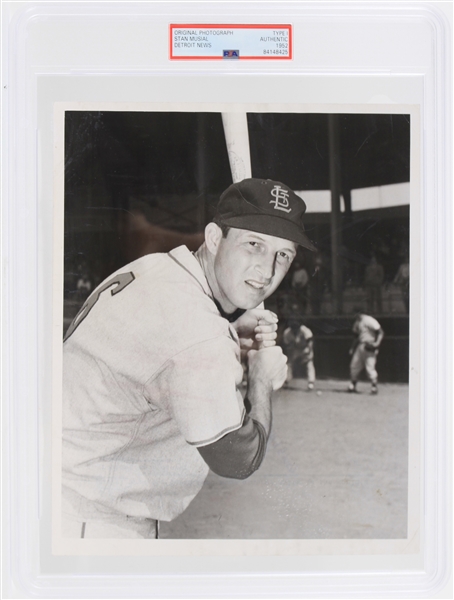 1952 Stan Musial St. Louis Cardinals Detroit News Type I Original 8x10 Photo (PSA Slabbed)