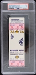 1974 Los Angeles Lakers vs Milwaukee Bucks Kareem Abdul-Jabbar 25 Points Full Ticket (PSA EX 5) 