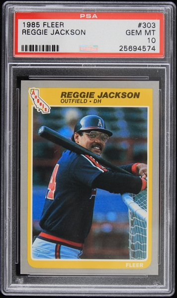 1985 Reggie Jackson Los Angeles Angels Fleer #303 Trading Card (PSA GEM MT 10)