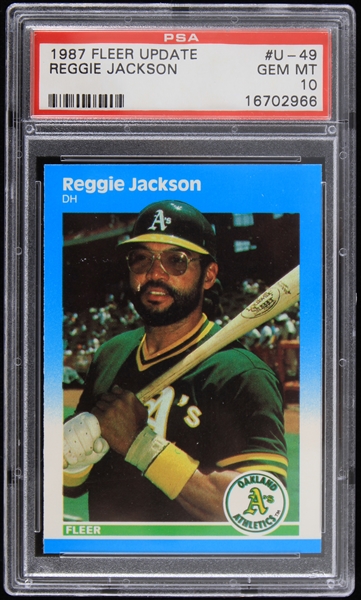 1987 Reggie Jackson Oakland As Fleer-Update #U-49 Trading Card (PSA GEM MT 10)