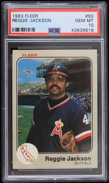 1983 Reggie Jackson Los Angeles Angels Fleer #93 Trading Card (PSA GEM MT 10)