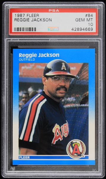 1987 Reggie Jackson Los Angeles Angels #84 Fleer Trading Card (PSA GEM MT 10)