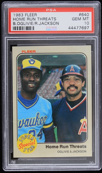 1983 Ben Oglivie & Reggie Jackson Home Run Threats #640 Fleer Trading Card (PSA GEM MT 10)