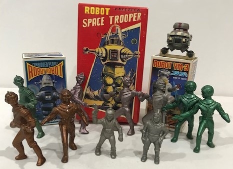 1960s-1980s Forbidden Planet Robby Robot, Friction Robot Space Trooper, and Space Figures (Lot of 11)