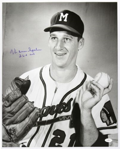 1954-56 Warren Spahn Milwaukee Braves On His Way To 363 Signed 16x20 Photo (JSA)