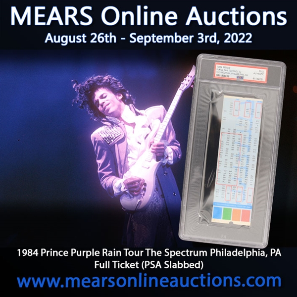 1984 Prince Purple Rain Tour The Spectrum Philadelphia, PA Full Ticket (PSA Slabbed) 
