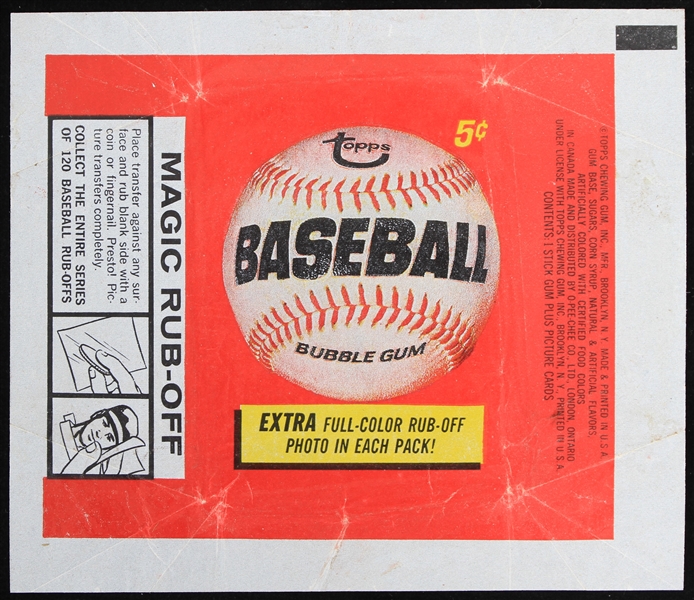 1966 Topps Original Baseball 5 Cent Wax Pack Wrapper 