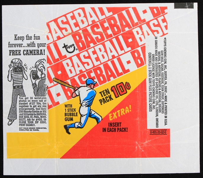 1970 Topps Original Baseball 10 Cent Wax Pack Wrapper