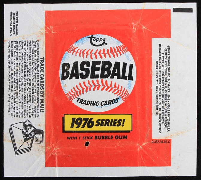 1976 Topps Original Baseball "1976 Series!" Wax Pack Wrapper  