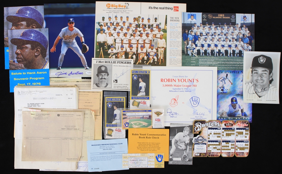 1970s to Present Milwaukee Brewers Memorabilia Lot (20+) Yount Book Nite Full Ticket, Premium Photos, MORE