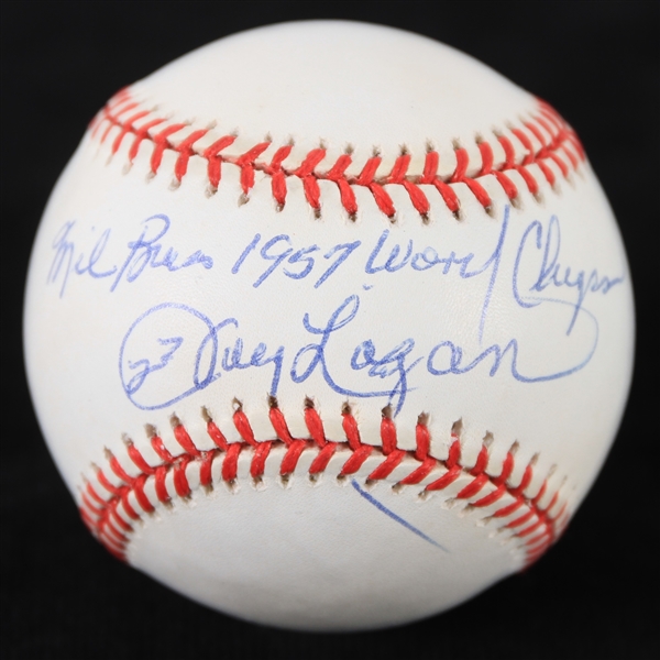 1994-1999 Johnny Logan Milwaukee Braves Signed ONL Baseball *JSA* w/  Milw Braves 1957 World Champs inscription