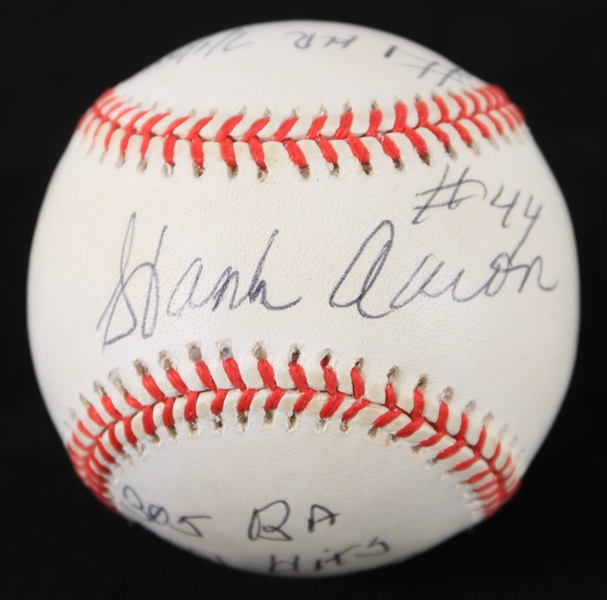 1994-1999 Ultimate Hank Aaron Multi Stat (8) Signed Baseball *JSA* Troy R Kinunen Exclusive