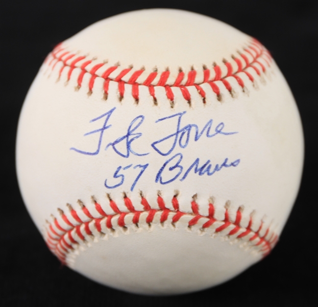1994-1999 Frank Torre Milwaukee Braves Signed Baseball *JSA* w/ 57 Braves inscription