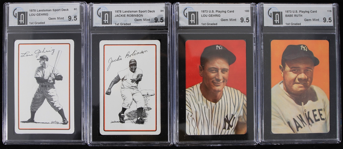 1973-1978 Lou Gehrig, Babe Ruth, Jackie Robinson Landmark Sport Deck & U.S. Playing Cards (GA Slabbed Gem Mint 9.5)