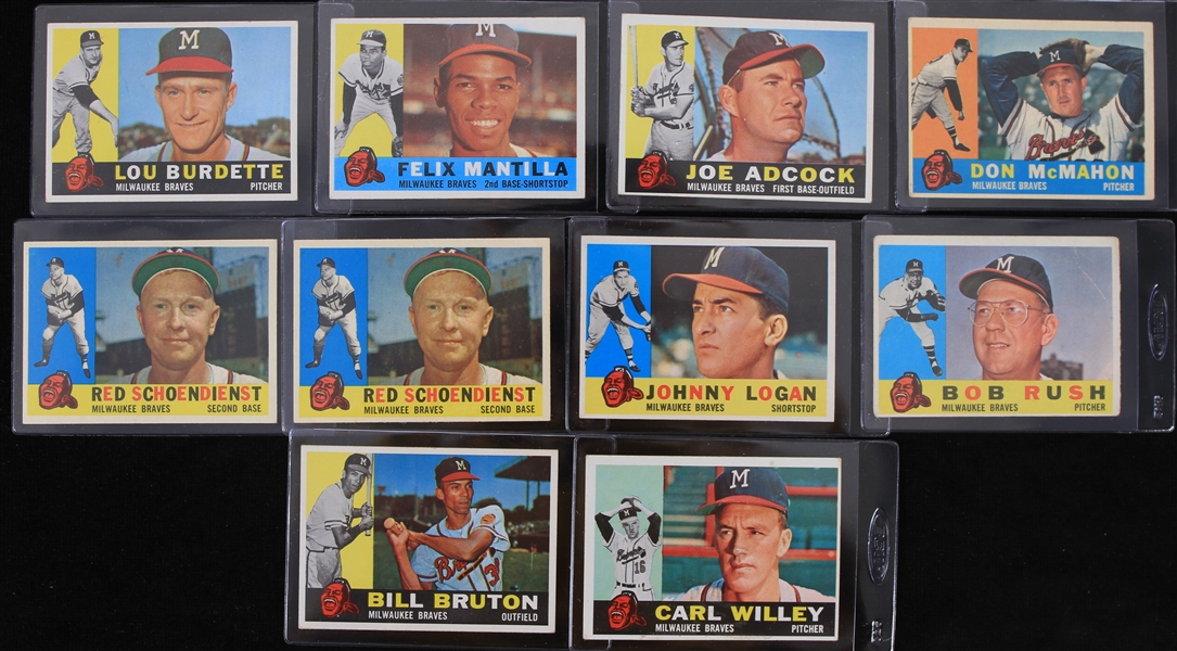 1960s Topps Milwaukee Braves Trading Cards (Lot of 10)