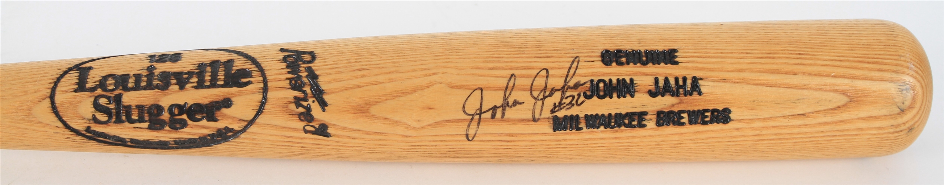 1992-98 John Jaha Milwaukee Brewers Signed Louisville Slugger Professional Model Bat (JSA)