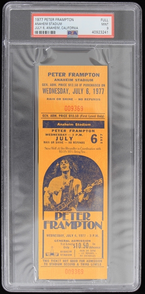 1977 Peter Frampton Anaheim Stadium Full Ticket (PSA MINT 9)