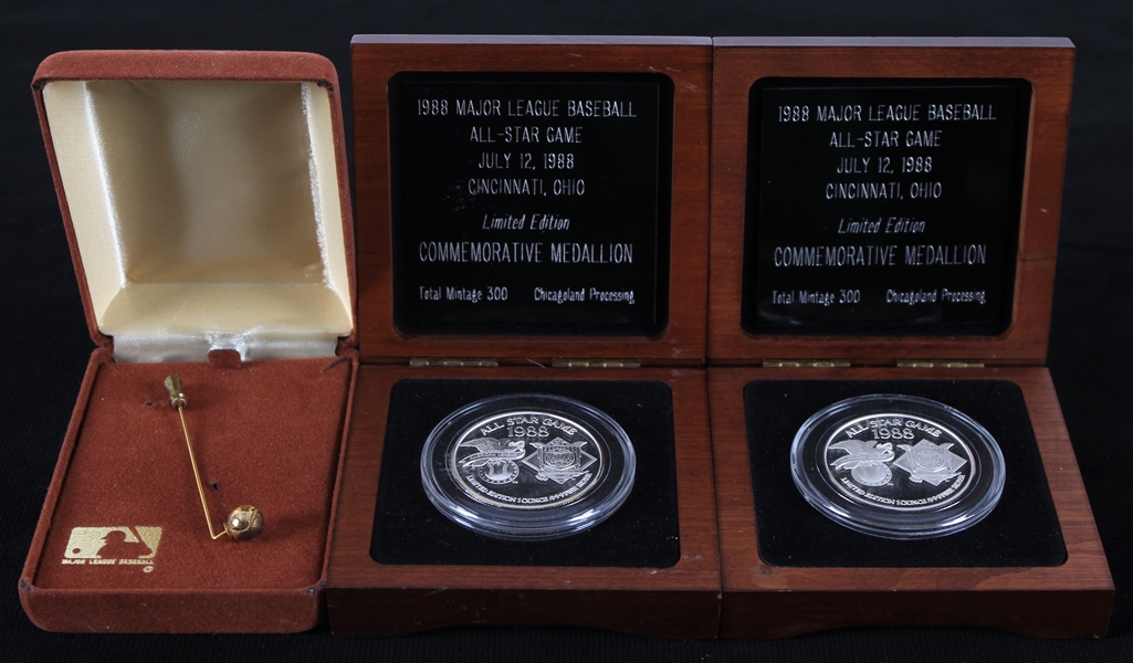 1980s Baseball Memorabilia - Lot of 3 w/ Lapel Pin & All Star Game Medallions