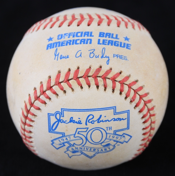 1997 Jackie Robinson 50th Anniversary OAL Budig Game Used Baseball (MEARS LOA)