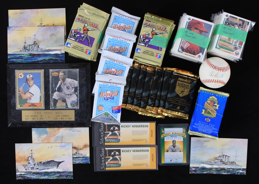 1980s-90s Baseball Memorabilia Collection - Lot of 50+ w/ Unopened Trading Card Packs & More 