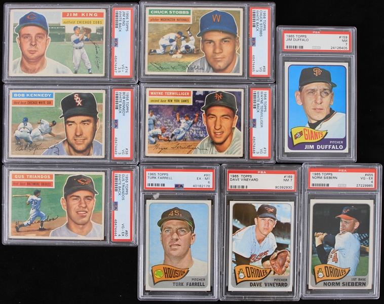 1950s-60s Baseball Trading Cards - Lot of 25 w/ 12 Slabbed 