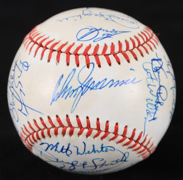 1989 Chicago Cubs Team Signed ONL White Baseball w/ 25+ Signatures Including Greg Maddux, Andre Dawson, Ryne Sandberg & More (*Full JSA Letter*)